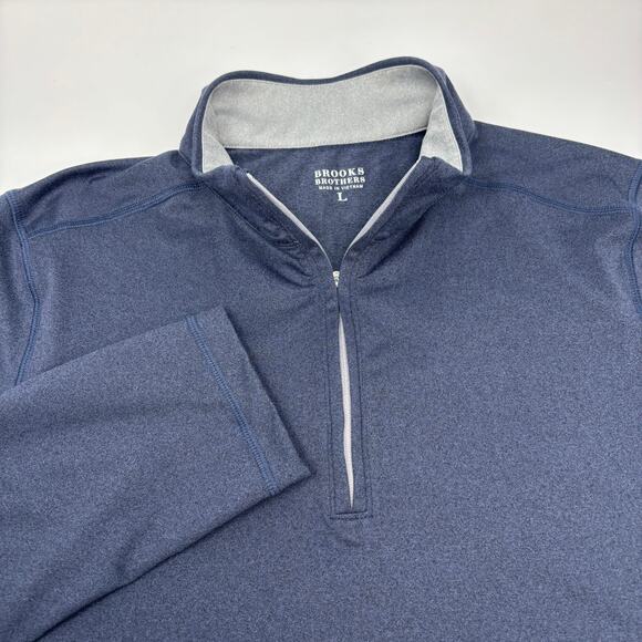 Brooks Brothers Other - Brooks Brothers Mens Large Blue Cotton 1/4 Zip Pullover Sweater